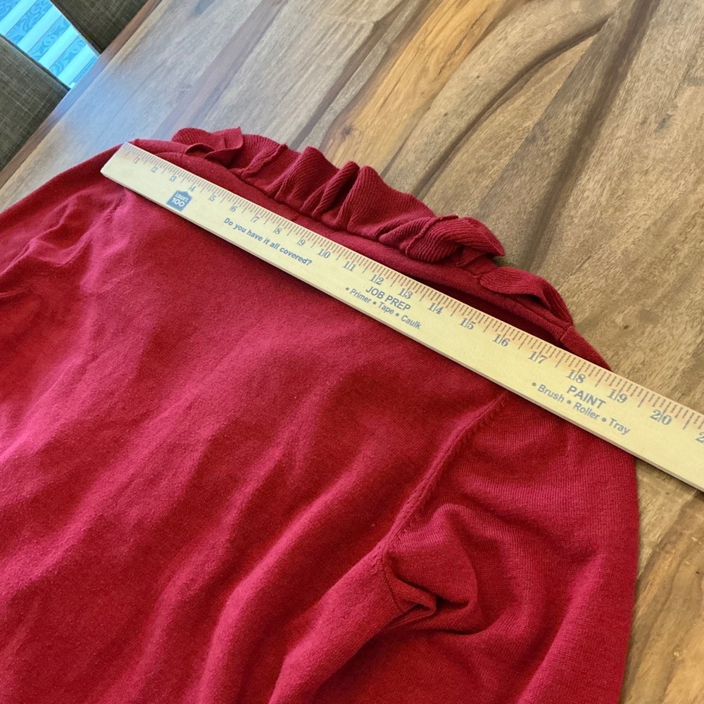 Grace Elements Red Ruffled Front Long Sleeve Card… - image 9